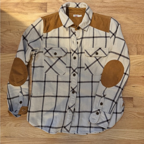 Faherty Daly button-down flannel shirt with corduroy accents women’s size small - Picture 7 of 8